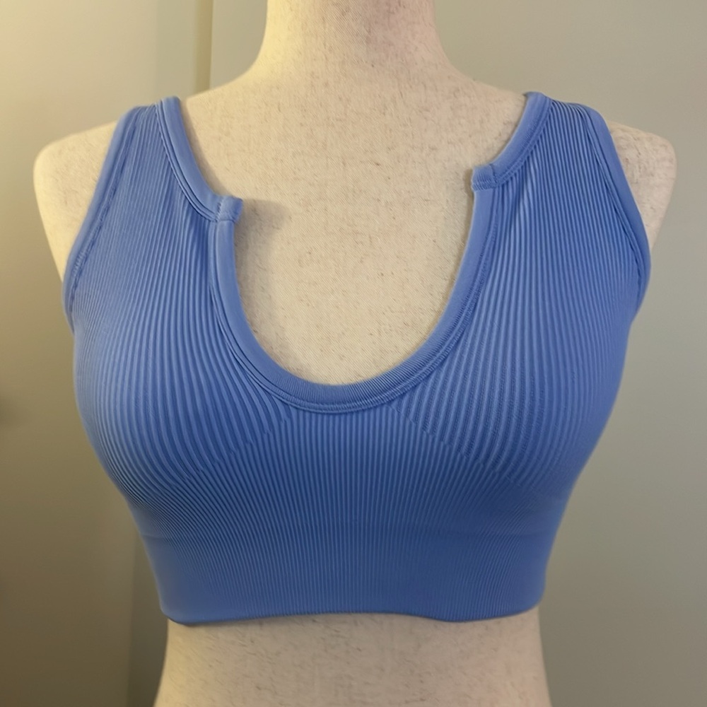 Periwinkle Ribbed Sports Bra